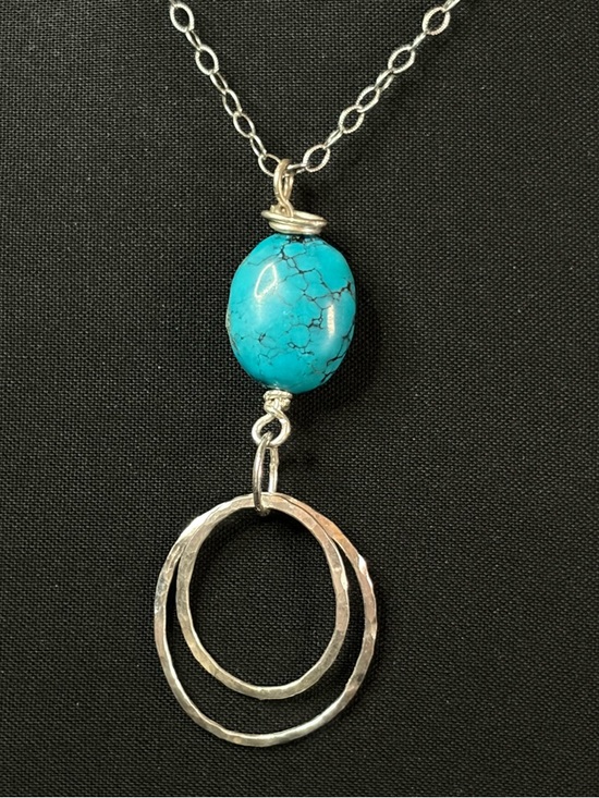 Sterling Silver Turquoise Argentium Artisan Hand Crafted Necklace - Picture 7 of 8